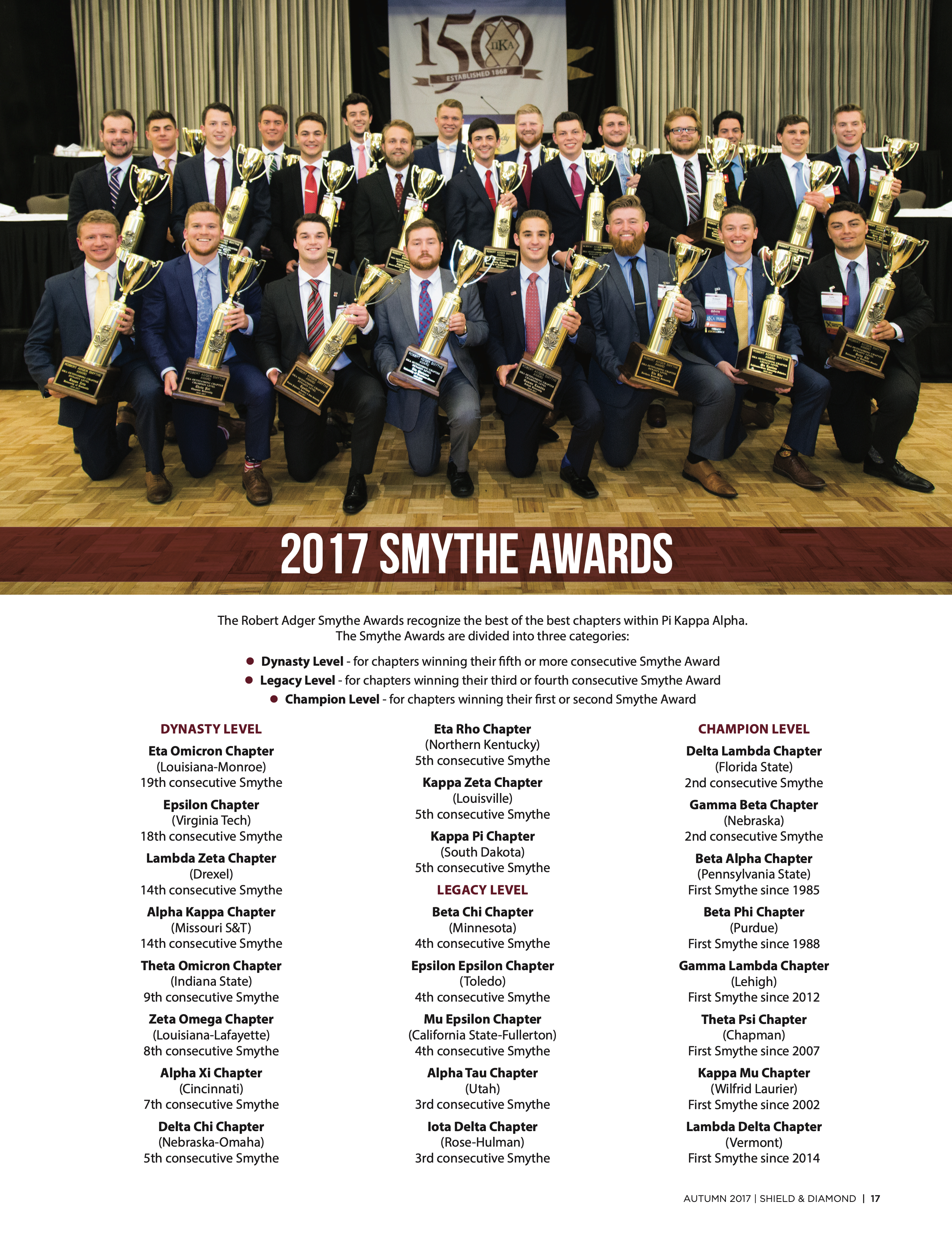 2017 Smythe Awards, Autumn 2017